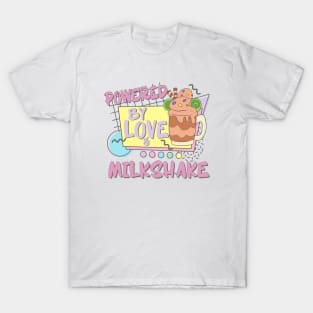 Powered By Love Milkshake Retro 80s 90s Who Loves Milkshakes For Matching Couples T-Shirt